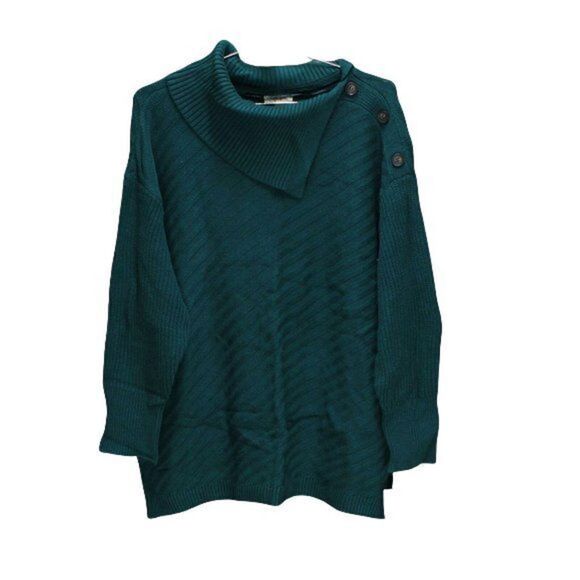 Style Co Plus Size Envelope-Neck Tunic Sweater Tree Green 0X - Picture 2 of 3